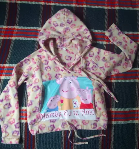 Casaco PEPPA PIG de lã/100% algodão - COM 2 BOLSOS Tam M (VESTE 10 ANOS)