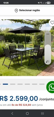 Mesa de varanda com 6 cadeiras e ombrelone