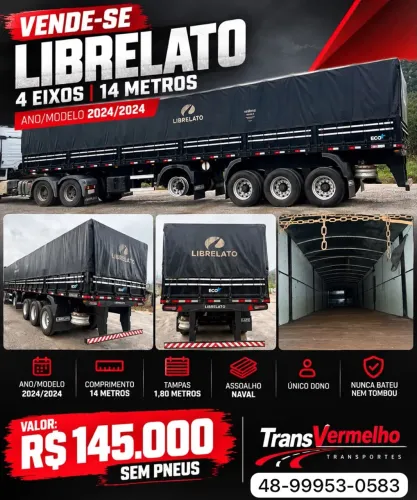 Carreta 4 eixo graneleiro 14 mts 24/24 librelato
