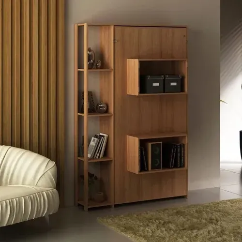 Cama Articulada Solteiro 4 Prateleiras 2 Nichos 128,5x193cm CM8013 Amêndoa