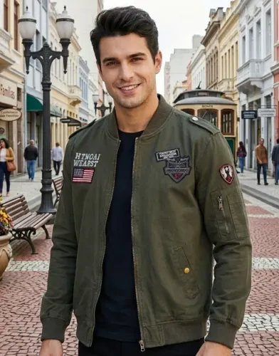 Jaqueta aviador "Bomber", unissex Tamanho GG Importada Bordada