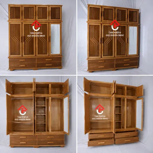 Guarda roupa 4 portas de madeira maciça -Casa América 