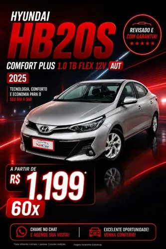 Hyundai HB20S Comfort Plus 1.0 TB Flex 12V AUT 2025