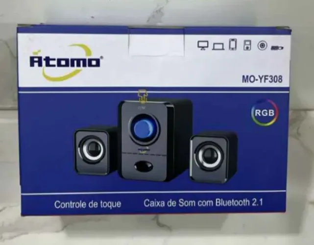 Caixa De Som Bluetooth Rgb Átomo Para Pc / Notebook