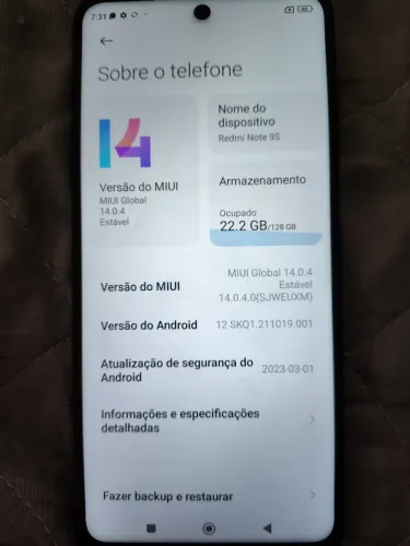 Celular Redmi Note 9S usado