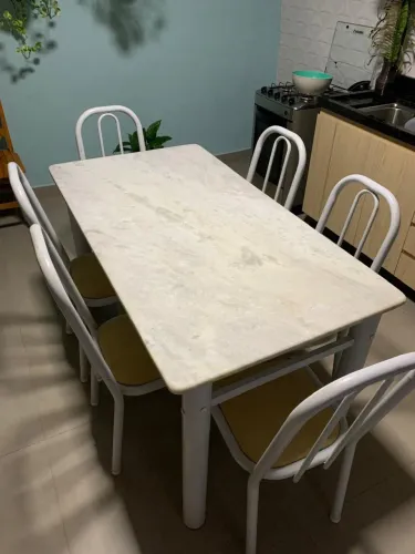 Mesa de Jantar em Mármore Branco