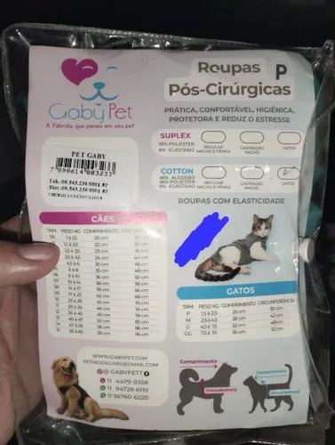 Roupa cirúrgica para pet