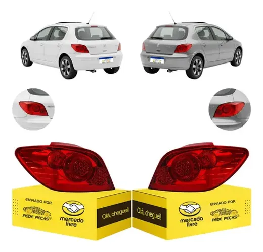 Par Lanterna Peugeot 307 Hatch 2007 2008 2009 2010 2011 2012 Ambos Lados