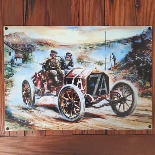 Placa em metal carro de corrida antigo