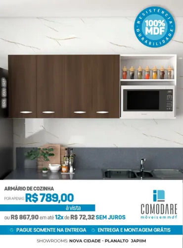 Armário Aéreo de Cozinha 100% MDF por R$ 789