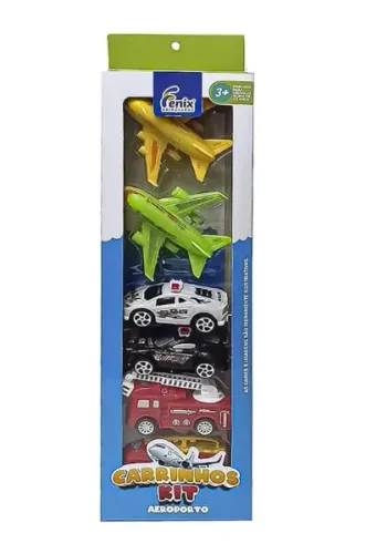 Kit Carrinhos Aeroporto Fricção Com 6 Unidades - Fenix Brinquedos