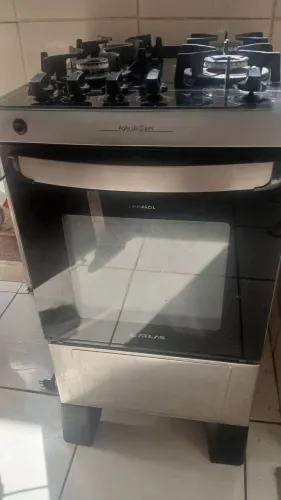 Fogão 4 Bocas Atlas Agile Up Glass Automático Mesa de Vidro Titanium