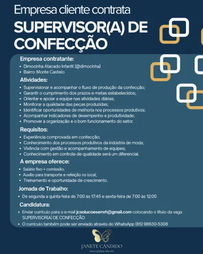 Supervisor(a) de Confecção