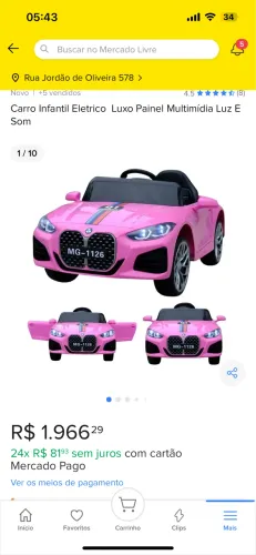 Carro elétrico infantil