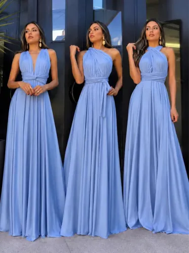 Vestido de Festa Longo Azul Serenity - Multiformas / Madrinha