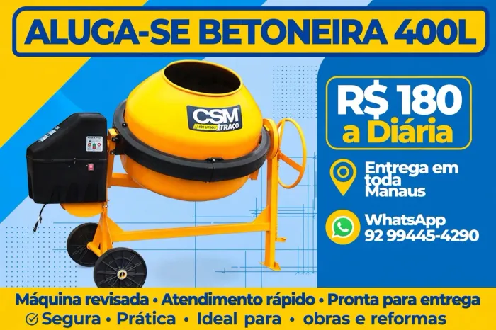 Aluguel betoneira 400L com entrega