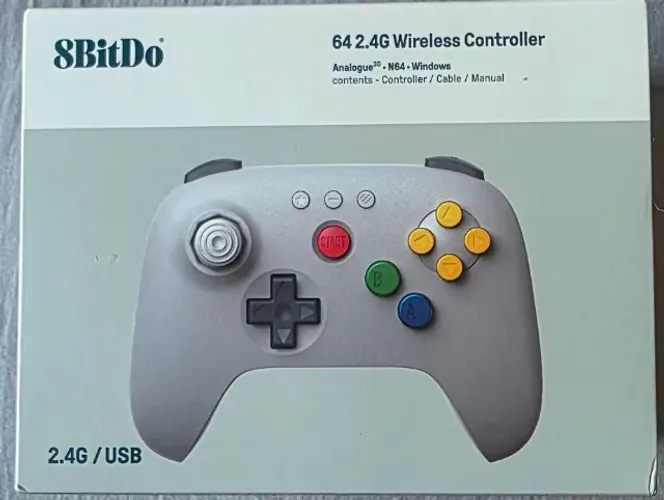 Controle N64 2.4G Wireless 8BitDo PC 81HK01 - Cinza - Original - Lacrado