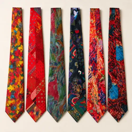 Coleção Santostefano Vintage | 6 Gravatas de Seda Italiana | Estampas Artísticas