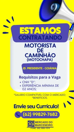 VAGA MOTORISTA DE CAMINHÃO