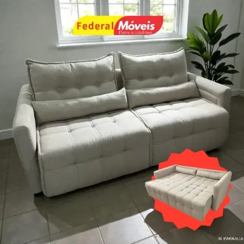 Sofá Cama 2,15m em Linho ENTREGA HOJE 