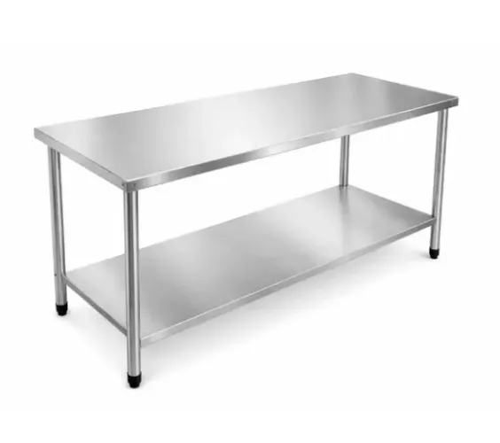 Mesa de Inox 150x60x90cm Lisa com 1 Base Lisa
