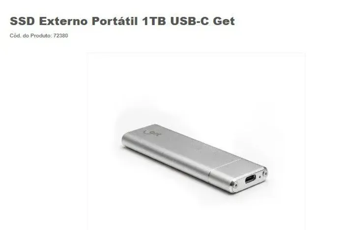 SSD Externo Portátil 1TB USB-C Get