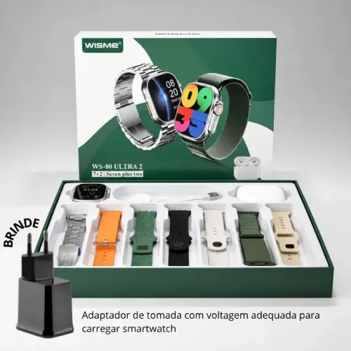 Smartwatch Wisme | WS-80 Ultra 2 + 7 Pulseiras + Fone | Lacrado | 3 Cores