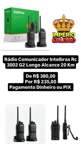 Rádio Comunicador Intelbras Rc 3002 G2 Longo Alcance 20 Km (Produto Novo)