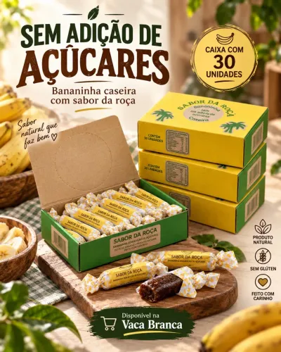 Bananinha Sabor da Roça Sem Adição de Açúcares - Caixa com 30 Unidades