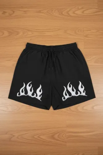 Bermuda short streetwear americana preta de fogo