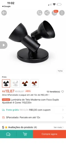 Lustre luminária spot preto