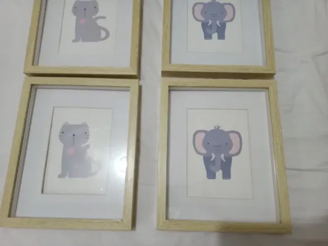 4 Quadros infantis para quarto 28x22 cm