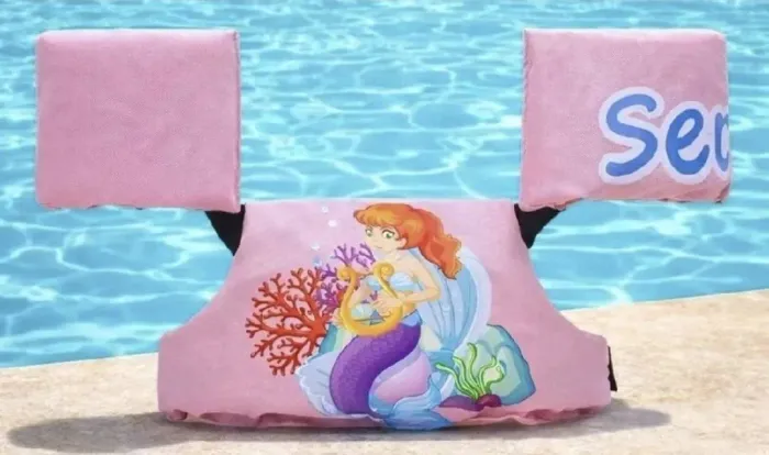 boia colete infantil estampa de sereia, suporta até 25 kilos 