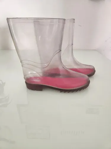 Galocha Menina Transparente com Rosa