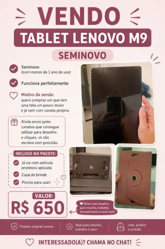 Tablet Lenovo M9- Pouco tempo de uso