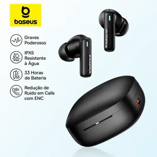 Fone Sem Fio Baseus Bowie E19 Bluetooth | Garantia | Bateria de 33h | Pronta Entrega