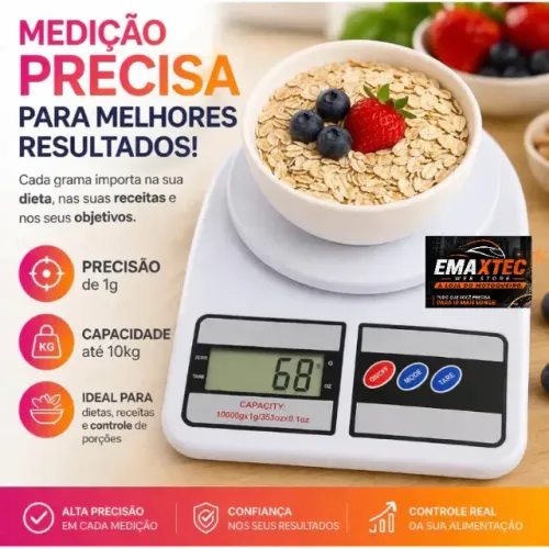 Balança Digital Alta Precisão até 10kg Cozinha Alimentos Precisa Nutrição Confeitaria