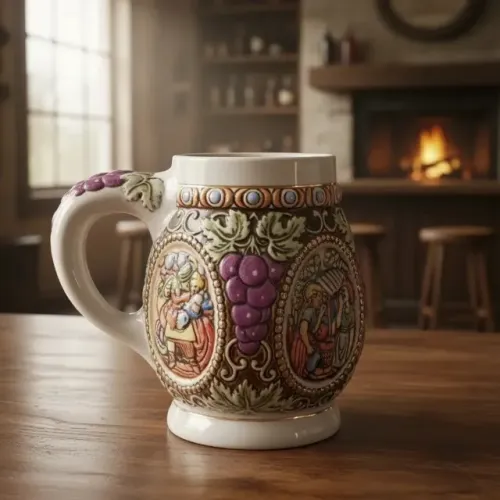 Caneca De Vinho Ceramarte Cena De Taberna 500ml # (Usado)