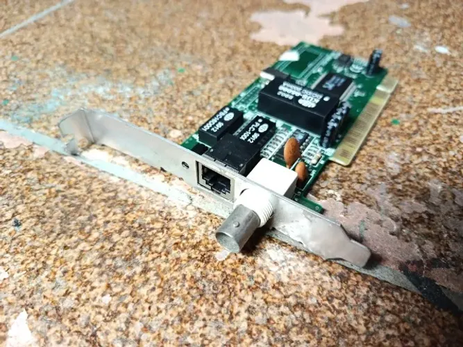 Placa de rede antiga PCI Rj45 e Coaxial Realtek RTL8029AS Ethernet comp. c/ MS-DOS