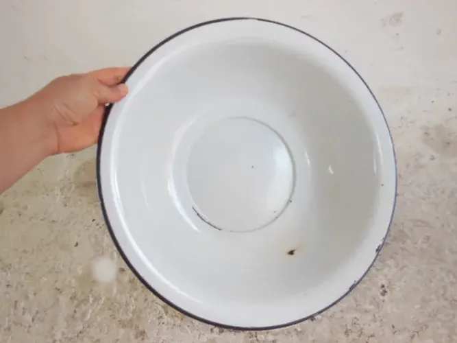 Antiga Bacia Redonda Esmaltada Ágata 44,5cm
