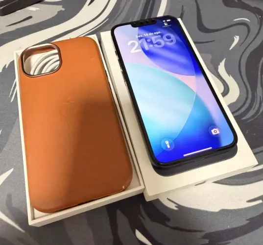 iPhone 13 128GB Azul - Bateria 90% + Caixa, Cabo e Capa