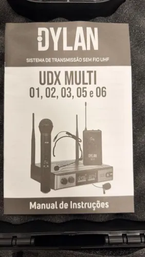 Microfone Sem Fio Duplo Dylan UDX-06 Multi (Headset + Lapela) Completo no Case