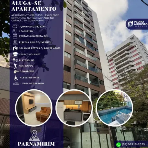 Apto: 32m², 1 Qts, mobiliado, lazer equipado pronto para morar em Parnamirim