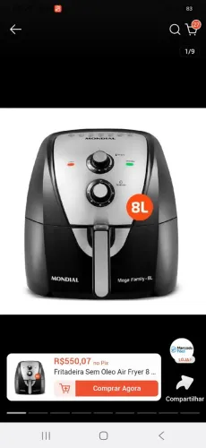 AirFryer fritadeira de 8 litros