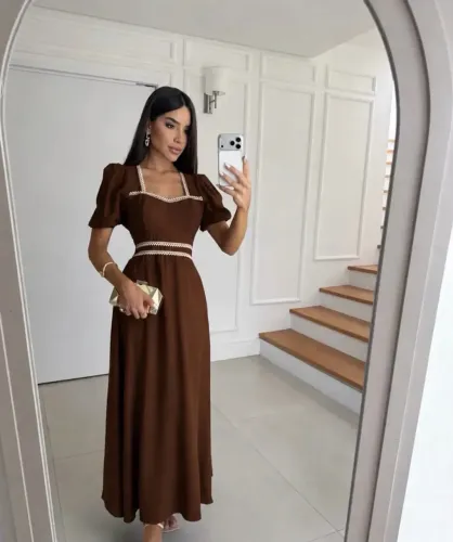 Vestido Moda Cristã Marrom
