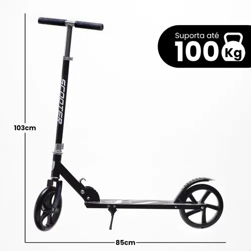 Atentu Patinete Infantil Menina Menino Adulto Adolescente preto e dobrável