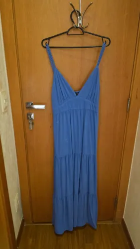 Vestido Longo Azul Lizie Denim - Tam M (Super Confortável)