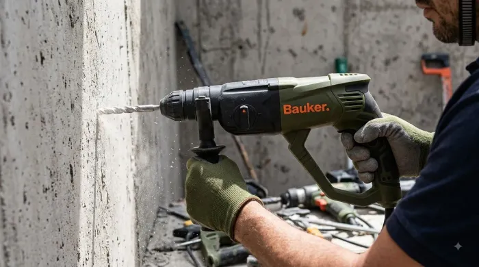 Martelete rompedor profissional bauker 1050W SDS-Plus Seminova + Acessórios 