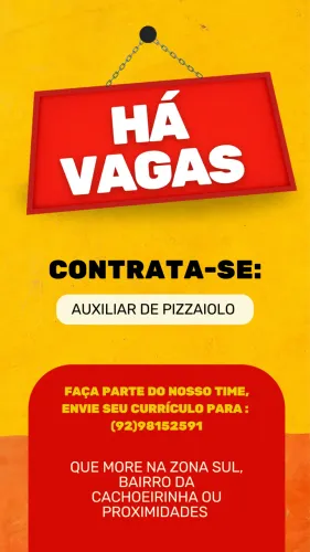 Vaga auxiliar de pizzaiolo