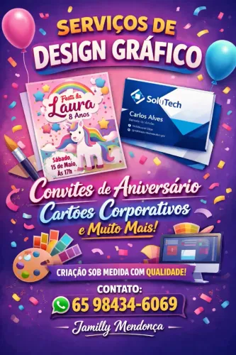 Faço convites, artes digitais, slides e vídeos personalizados